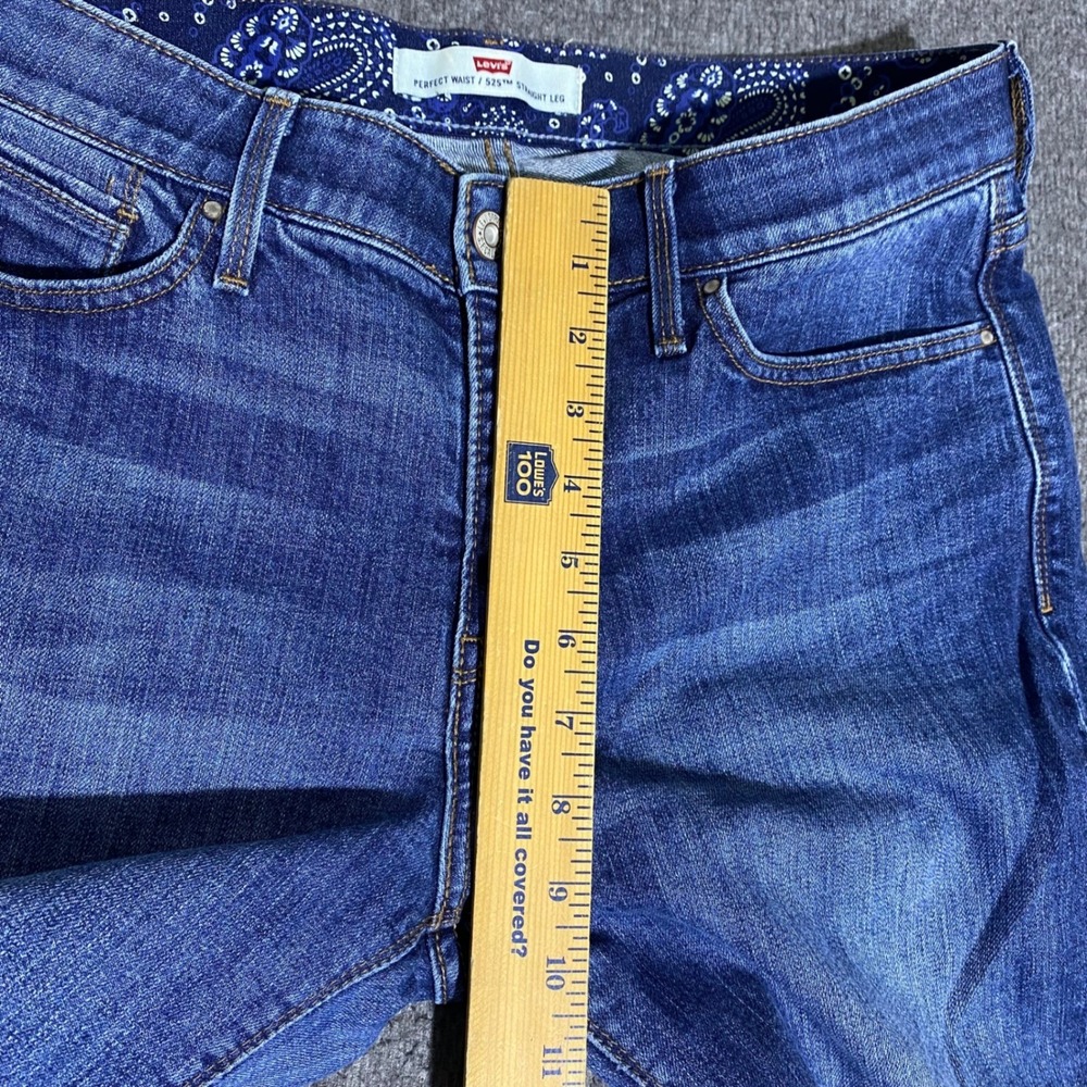 Levis 525 Perfect Waist Straight Leg Jeans Blue Denim 10M 32x31 Mid Rise Paisley - Picture 9 of 12